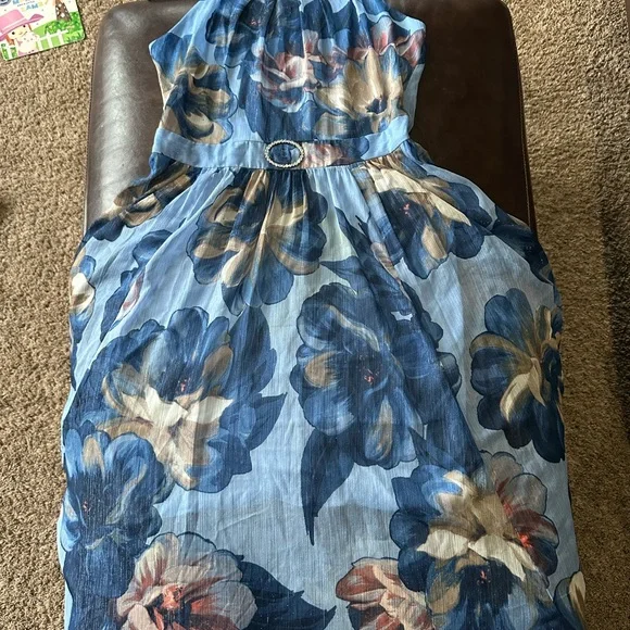 Alexa B Nites Women's Elegant Blue Midi Dress - Picture 4 of 4